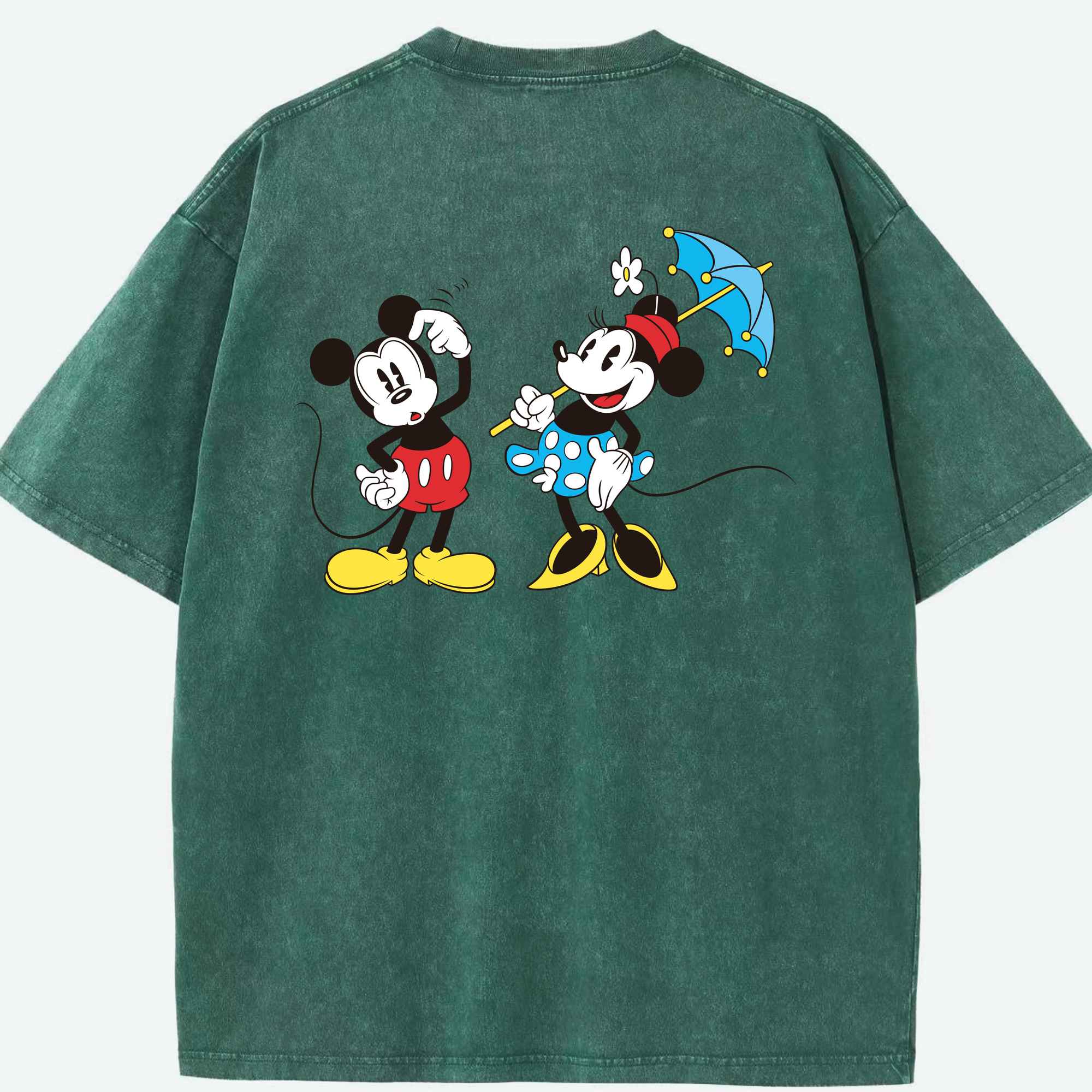 （画像用） ミッキーマウス Mickey Mouse 綿100% ヴィンテージ風 半袖Tシャツ（背面プリント）